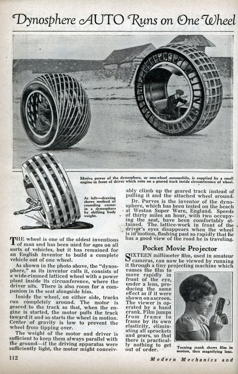 Illustration for article titled This electric car was invented in 1932 and looked like a giant hamster wheel
